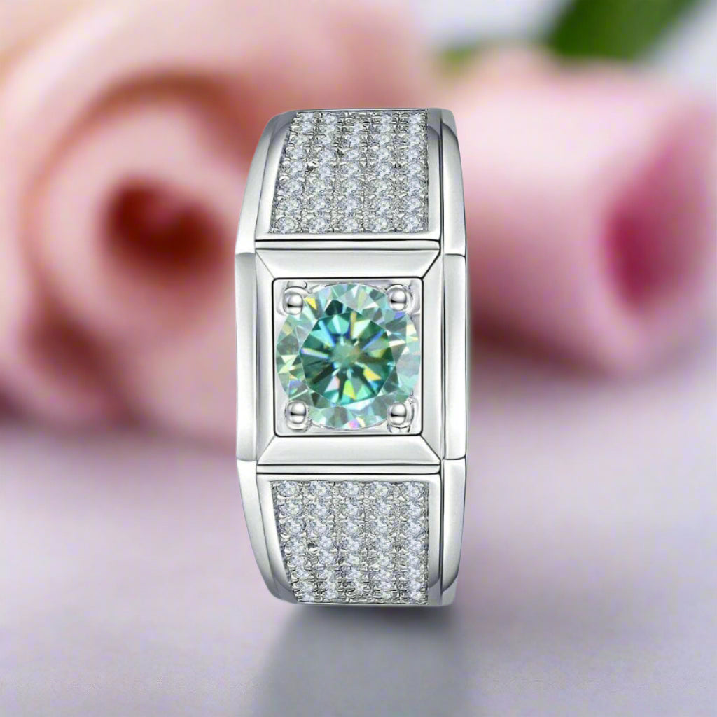 6.5mm 1.0Ct Green Diamond Engagement Ring-Black Diamonds New York