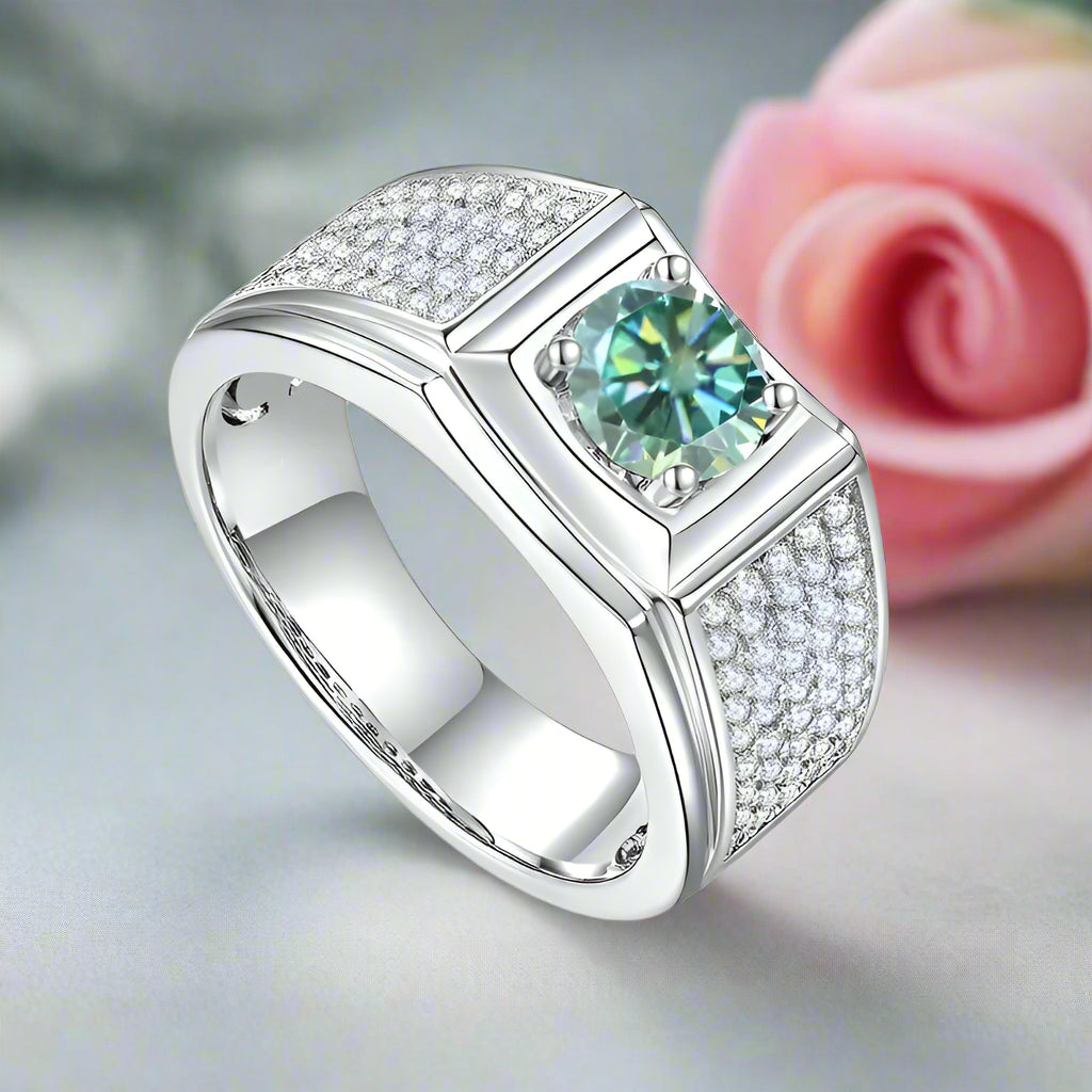 6.5mm 1.0Ct Green Diamond Engagement Ring-Black Diamonds New York