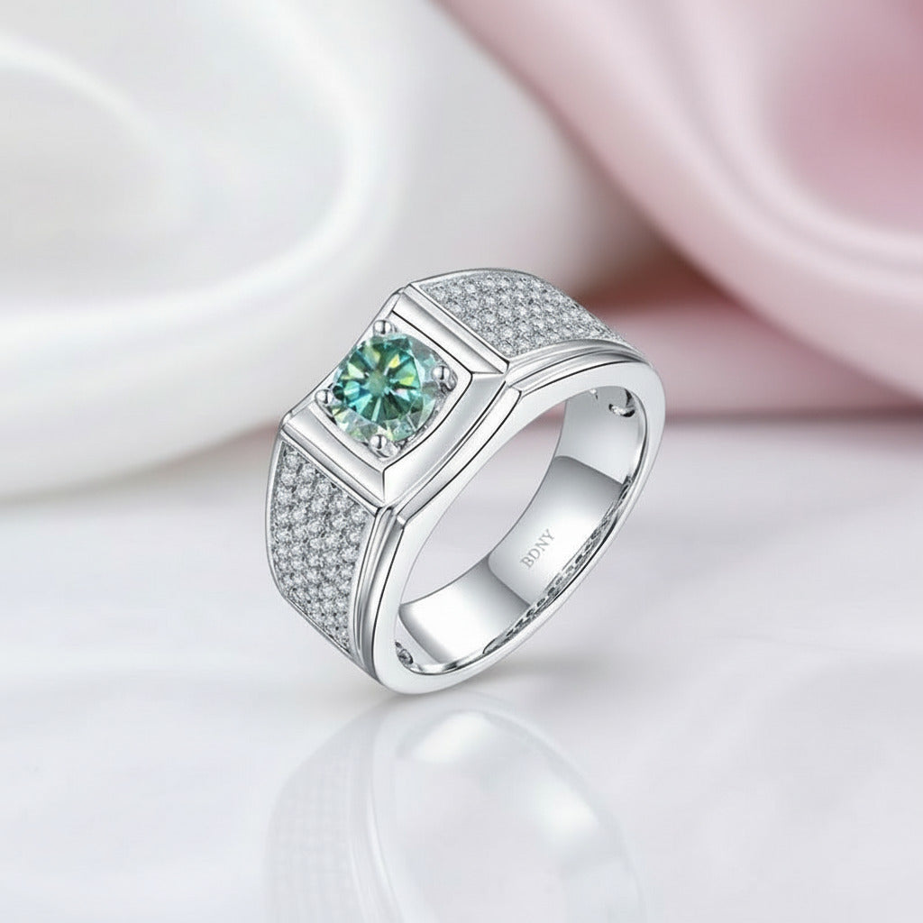 6.5mm 1.0Ct Green Diamond Option Engagement Ring-Black Diamonds New York