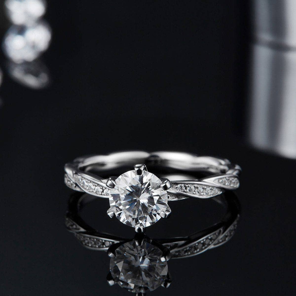 6.5mm 1.0Ct Moissanite Diamond Wedding Ring - Black Diamonds New York