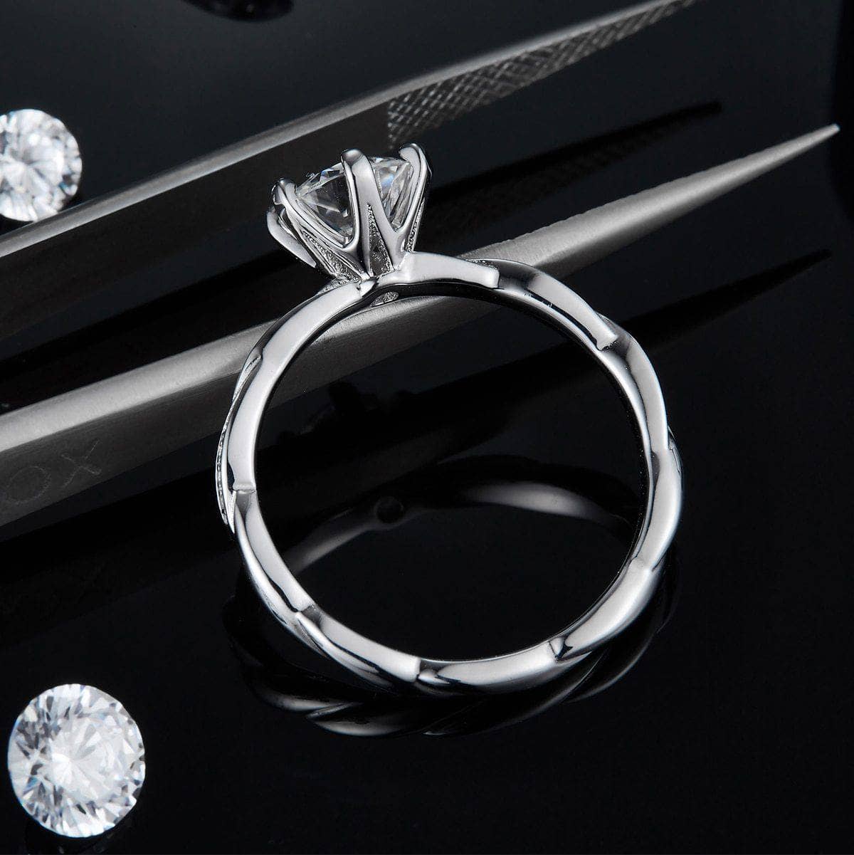 6.5mm 1.0Ct Moissanite Diamond Wedding Ring-Black Diamonds New York