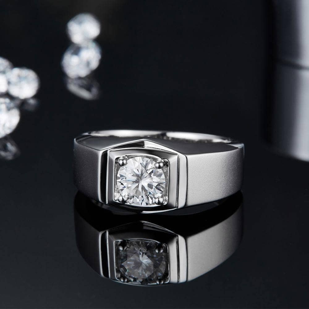 6.5mm 1Ct D Color Moissanite Diamond Men's Ring - Black Diamonds New York