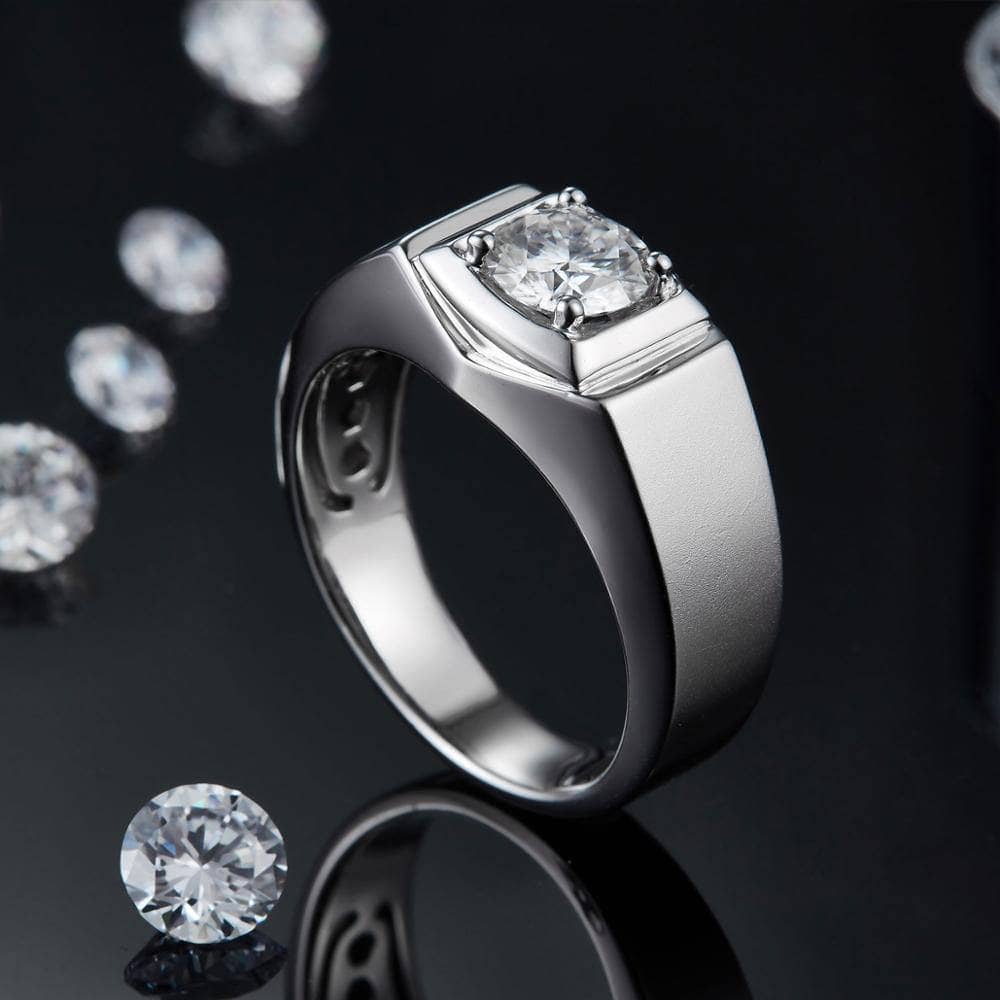 6.5mm 1Ct D Color Moissanite Diamond Men's Ring-Black Diamonds New York