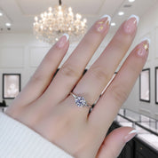 6.5MM 1ct Round Cut 6 Prong Diamond Option Ring-Black Diamonds New York