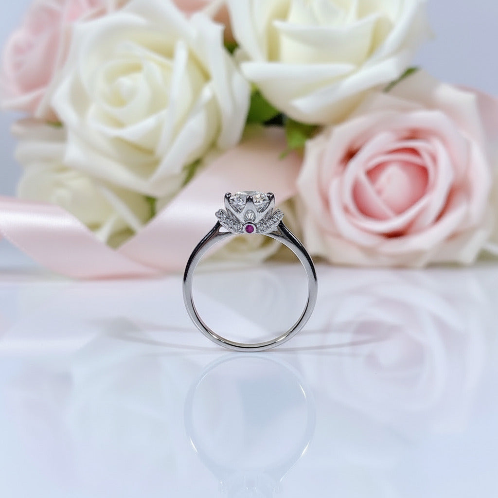 6.5MM 1ct Round Cut 6 Prong Diamond Option Ring-Black Diamonds New York