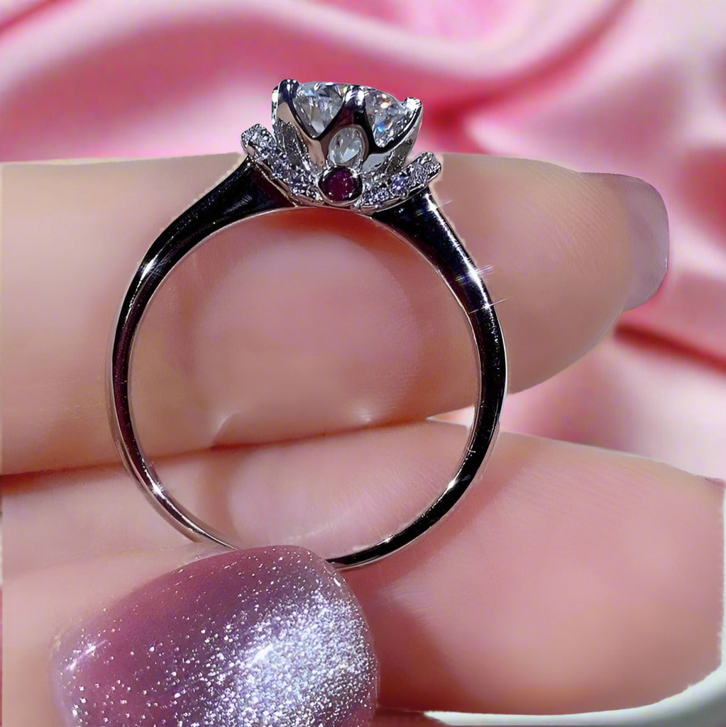 6.5MM 1ct Round Cut 6 Prong Diamond Ring-Black Diamonds New York