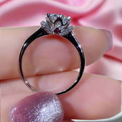 6.5MM 1ct Round Cut 6 Prong Diamond Ring-Black Diamonds New York