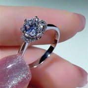 6.5MM 1ct Round Cut 6 Prong Diamond Ring-Black Diamonds New York