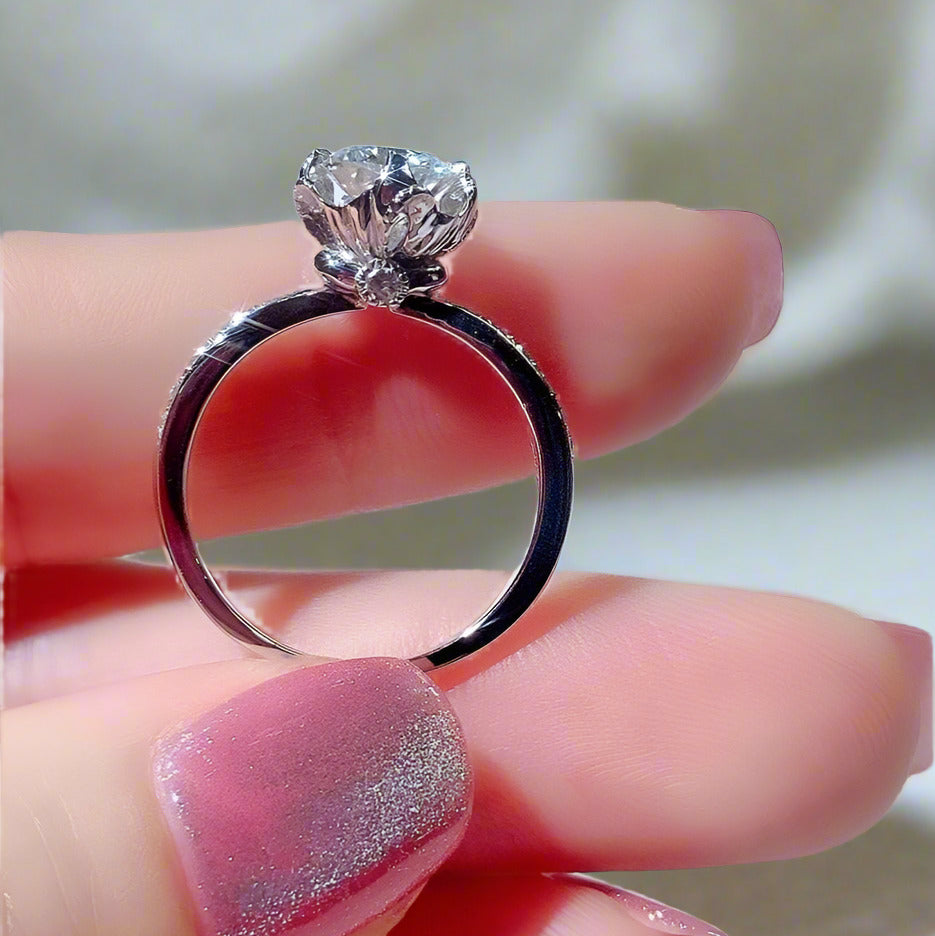 6.5mm 1ct Round Cut DF Diamond Engagement Ring-Black Diamonds New York