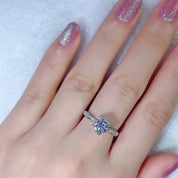 6.5mm 1ct Round Cut DF Diamond Engagement Ring-Black Diamonds New York