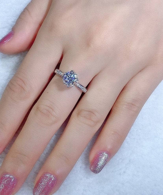 6.5mm 1ct Round Cut DF Diamond Engagement Ring-Black Diamonds New York