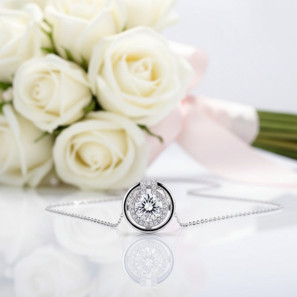 6.5mm 1CT Round Cut Diamond Pendant Necklace-Black Diamonds New York