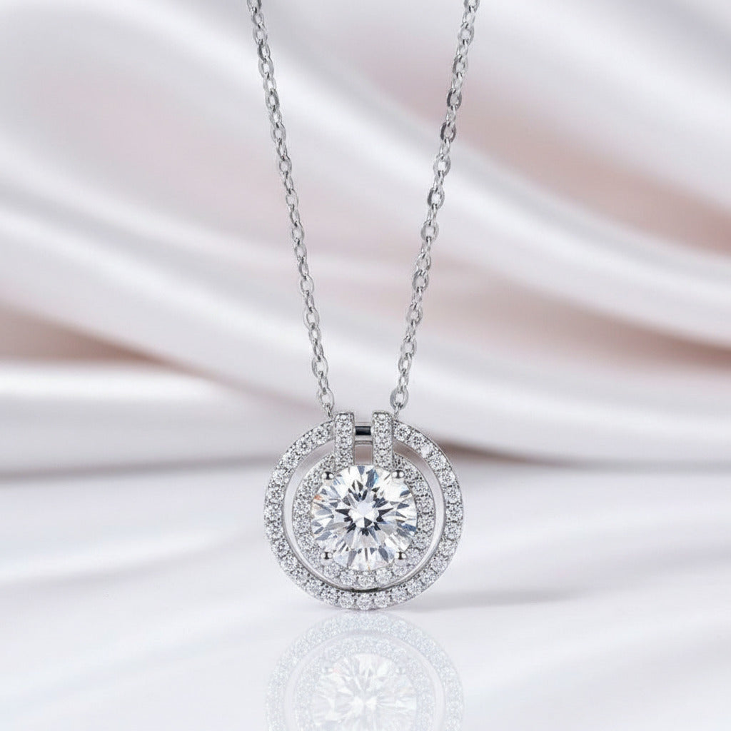 6.5mm 1CT Round Cut Diamond Pendant Necklace-Black Diamonds New York