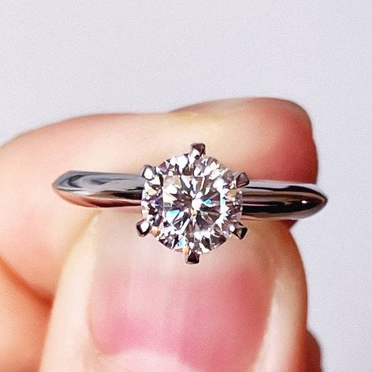 6.5mm 1ct Round Cut Diamond Classic Engagement Ring-Black Diamonds New York