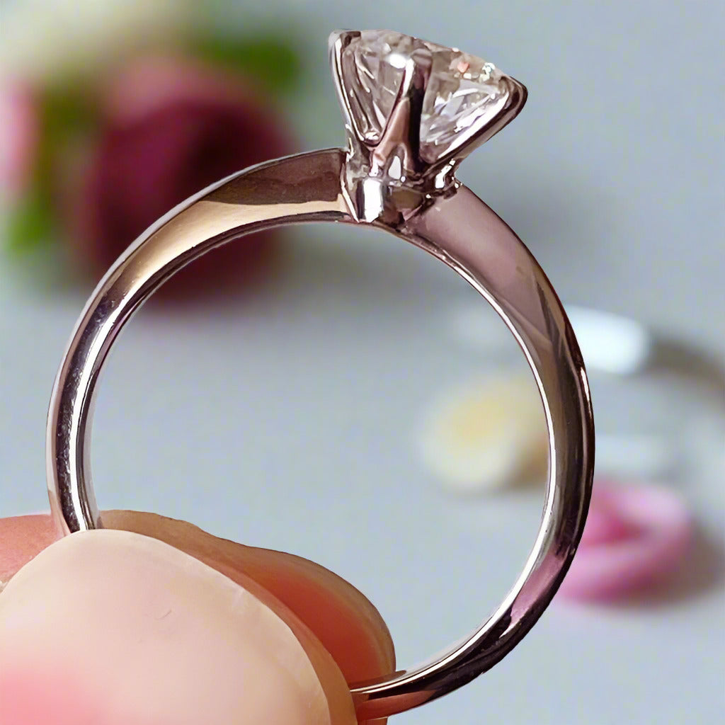 6.5mm 1ct Round Cut Diamond Classic Engagement Ring-Black Diamonds New York