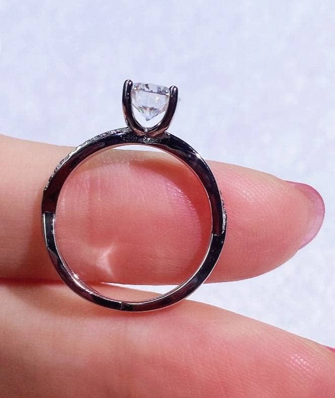 6.5mm 1ct Round Cut Moissanite Cross Design Engagement Ring - Black Diamonds New York