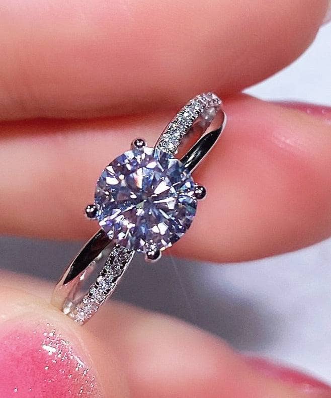 6.5mm 1ct Round Cut Moissanite Cross Design Engagement Ring - Black Diamonds New York