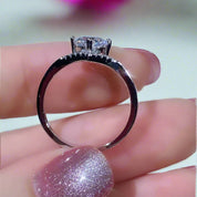 6.5mm 1ct Round Cut Diamond Crown Style Engagement Ring-Black Diamonds New York