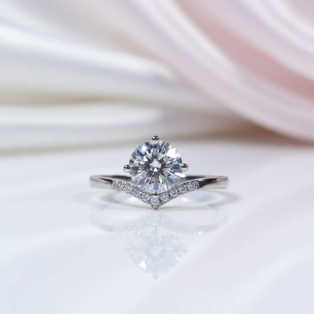 6.5mm 1ct Round Cut Diamond Option Crown Option Engagement Ring-Black Diamonds New York
