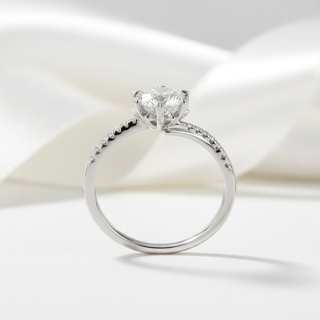 6.5mm 1.0 Ct Round Cut Diamond Option Engagement Ring-Black Diamonds New York