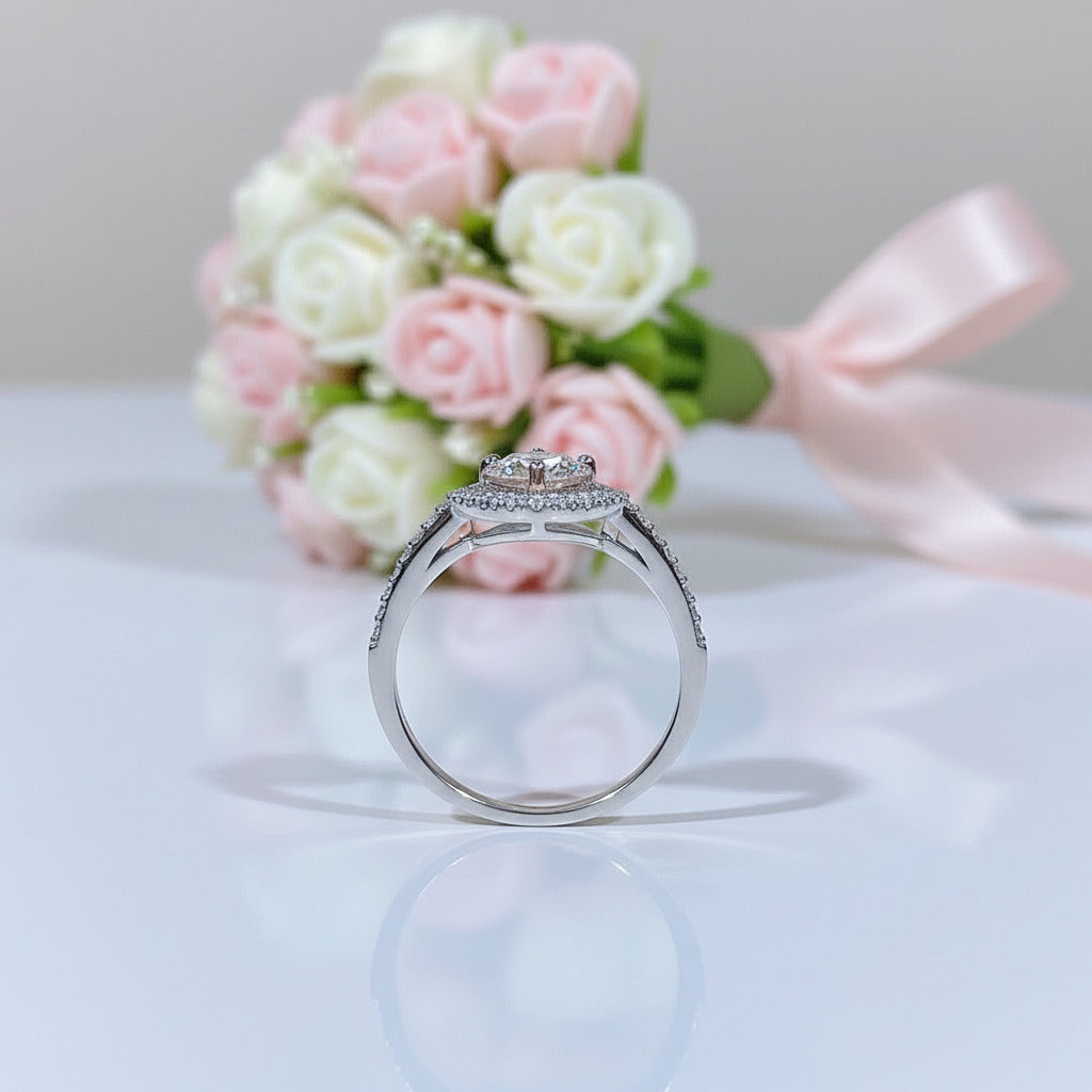 6.5MM 1ct Round Cut Diamond Option Heart Engagement Ring-Black Diamonds New York
