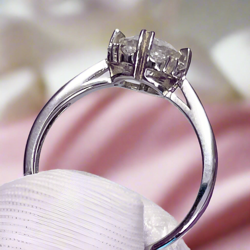 6.5mm 1ct Round Cut Diamond Sun Flower Adjustable Engagement Ring-Black Diamonds New York