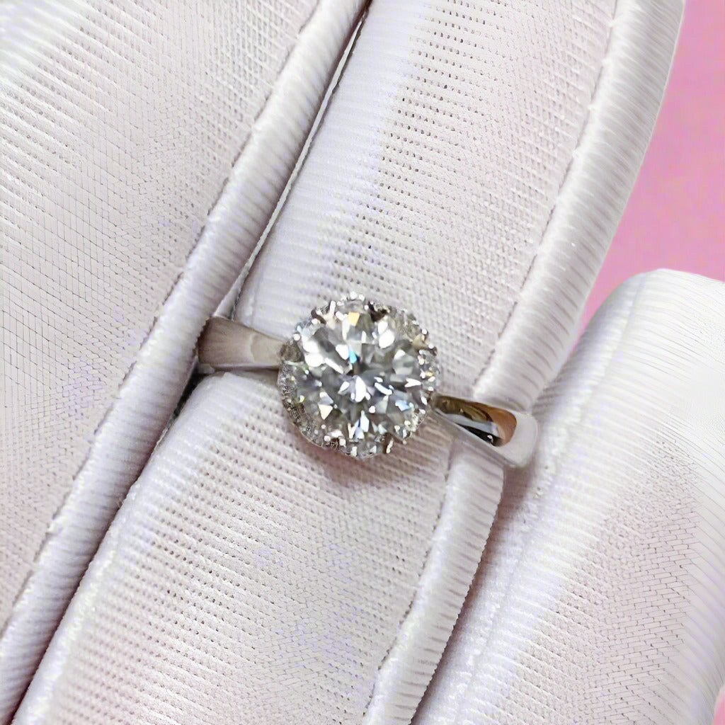 6.5mm 1ct Round Cut Diamond Sun Flower Adjustable Engagement Ring-Black Diamonds New York