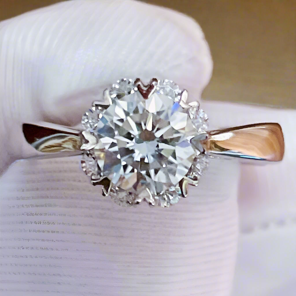 6.5mm 1ct Round Cut Diamond Sun Flower Adjustable Engagement Ring-Black Diamonds New York