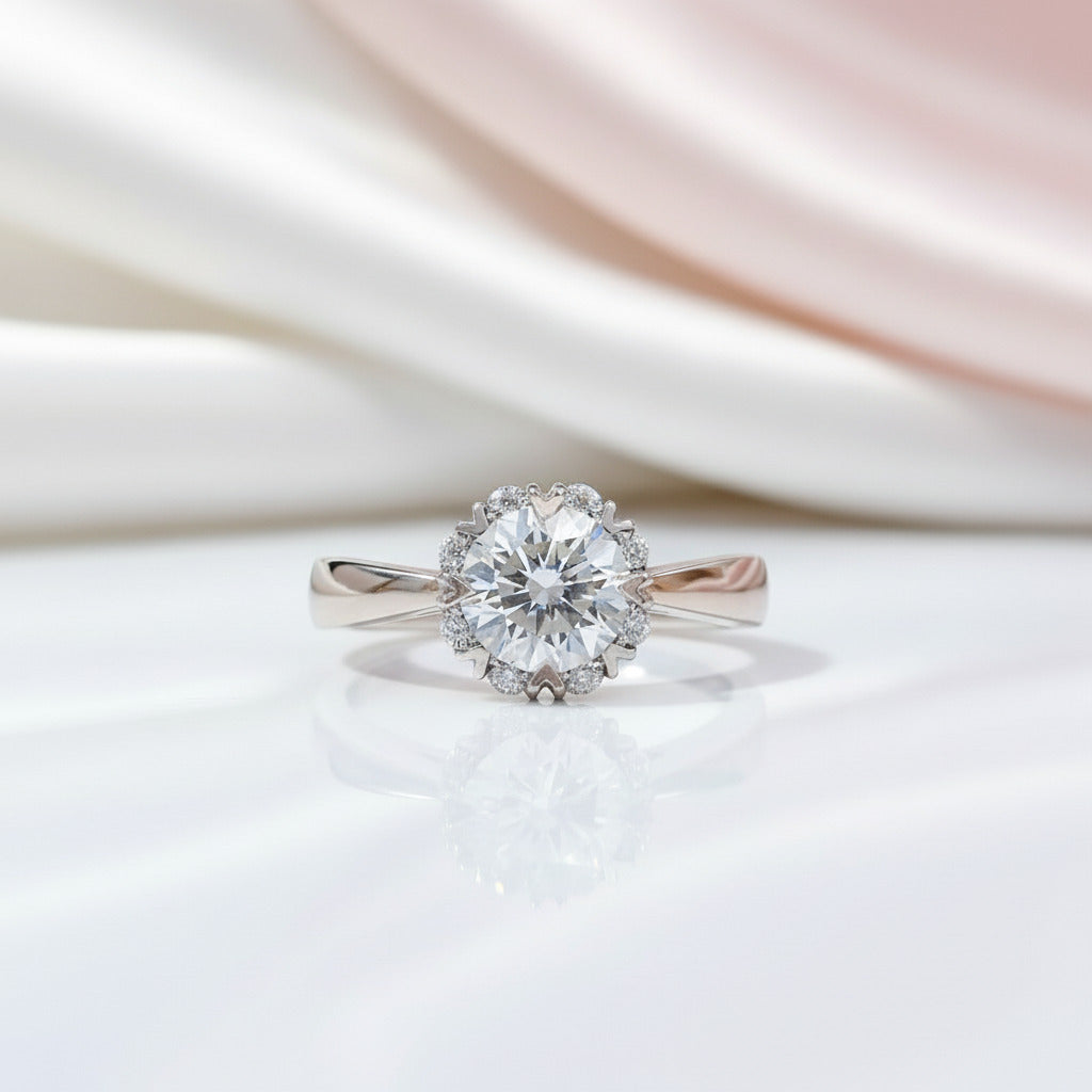 6.5mm 1ct Round Cut Diamond Option Sun Flower Adjustable Engagement Ring-Black Diamonds New York