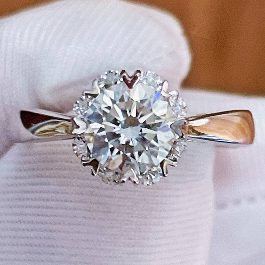 6.5mm 1ct Round Cut Moissanite Sun Flower Adjustable Engagement Ring - Black Diamonds New York