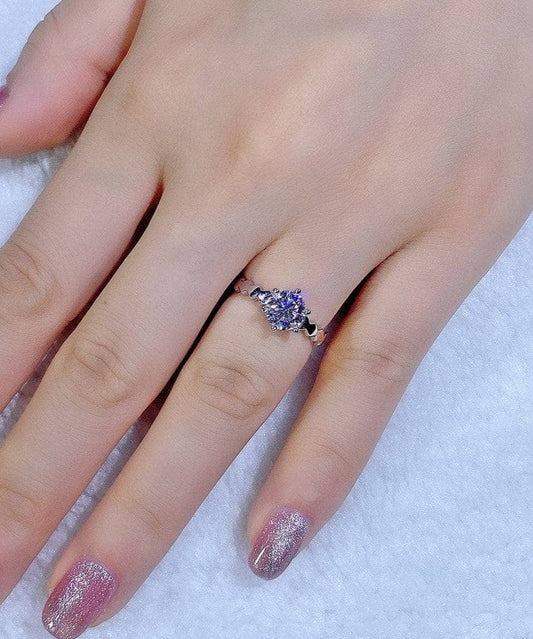 6.5mm 1ct Round Cut Moissanite Upscale Adjustable Engagement Ring-Black Diamonds New York