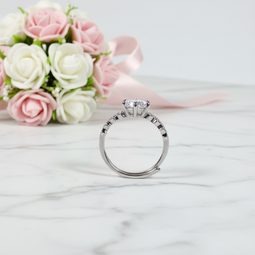 6.5mm 1ct Round Cut Diamond Option Upscale Adjustable Engagement Ring-Black Diamonds New York