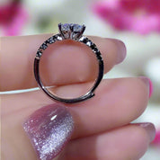 6.5mm 1ct Round Cut Diamond Upscale Adjustable Engagement Ring-Black Diamonds New York