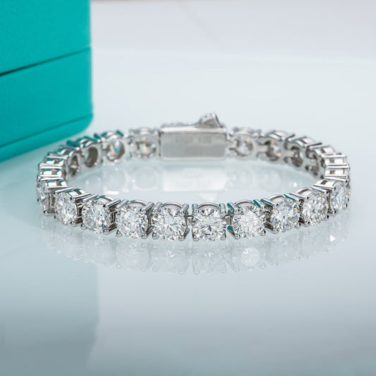 AnuJewel 6.5mm 23-29cttw D Color Moissanite Diamond Tennis Bracelet On Hand 925 Sterling Silver Wedding Bracelets Wholesale - Black Diamonds New York