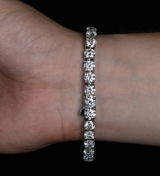AnuJewel 6.5mm 23-29cttw D Color Moissanite Diamond Tennis Bracelet On Hand 925 Sterling Silver Wedding Bracelets Wholesale - Black Diamonds New York
