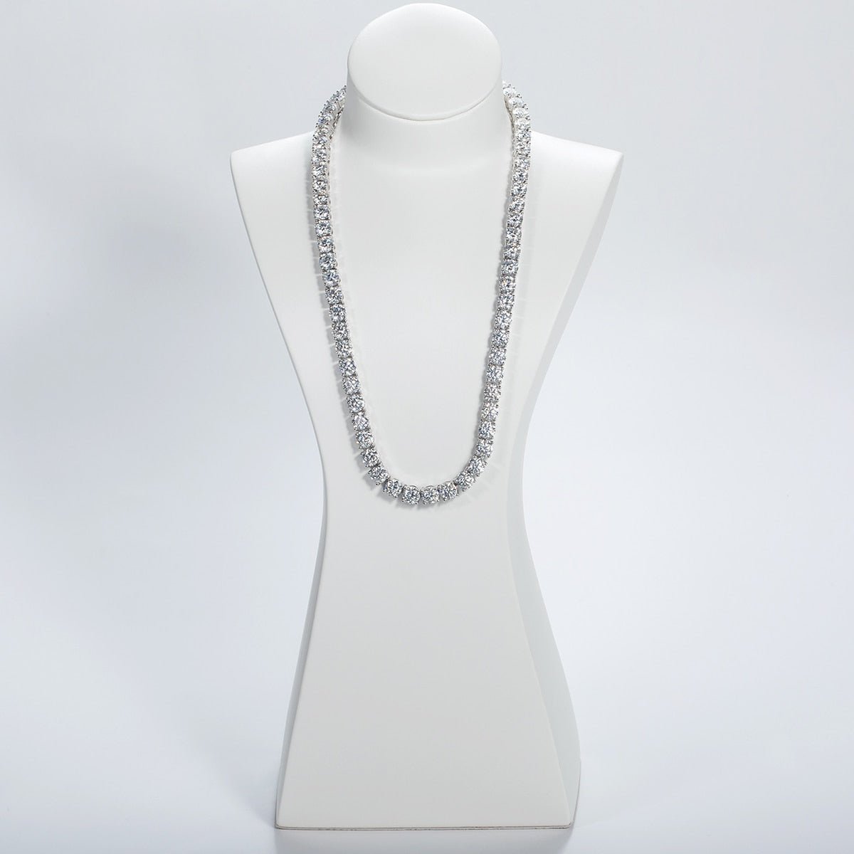 6.5mm 66cttw Round Cut Moissanite Diamond Tennis Chain Necklace-Black Diamonds New York