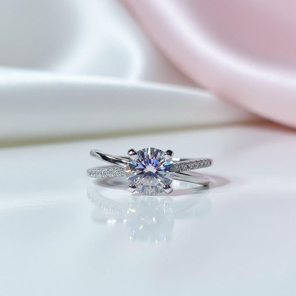 6.5mm D-F Color VVS-FL 4 Prong Round Cut Diamond Option Engagement Ring-Black Diamonds New York