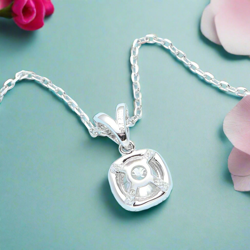 6.5mm Diamond Halo Pedant Necklace-Black Diamonds New York