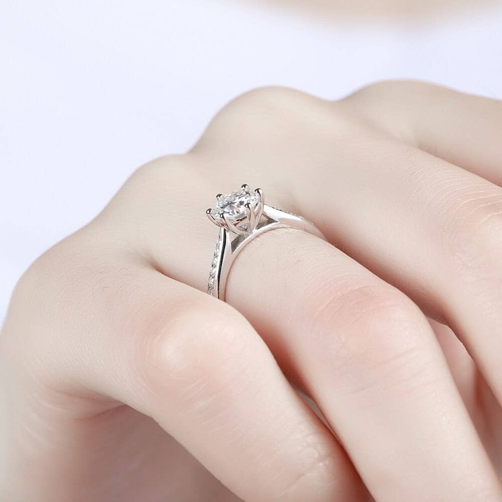6.5mm Round Cut 1ct Diamond Engagement Ring-Black Diamonds New York