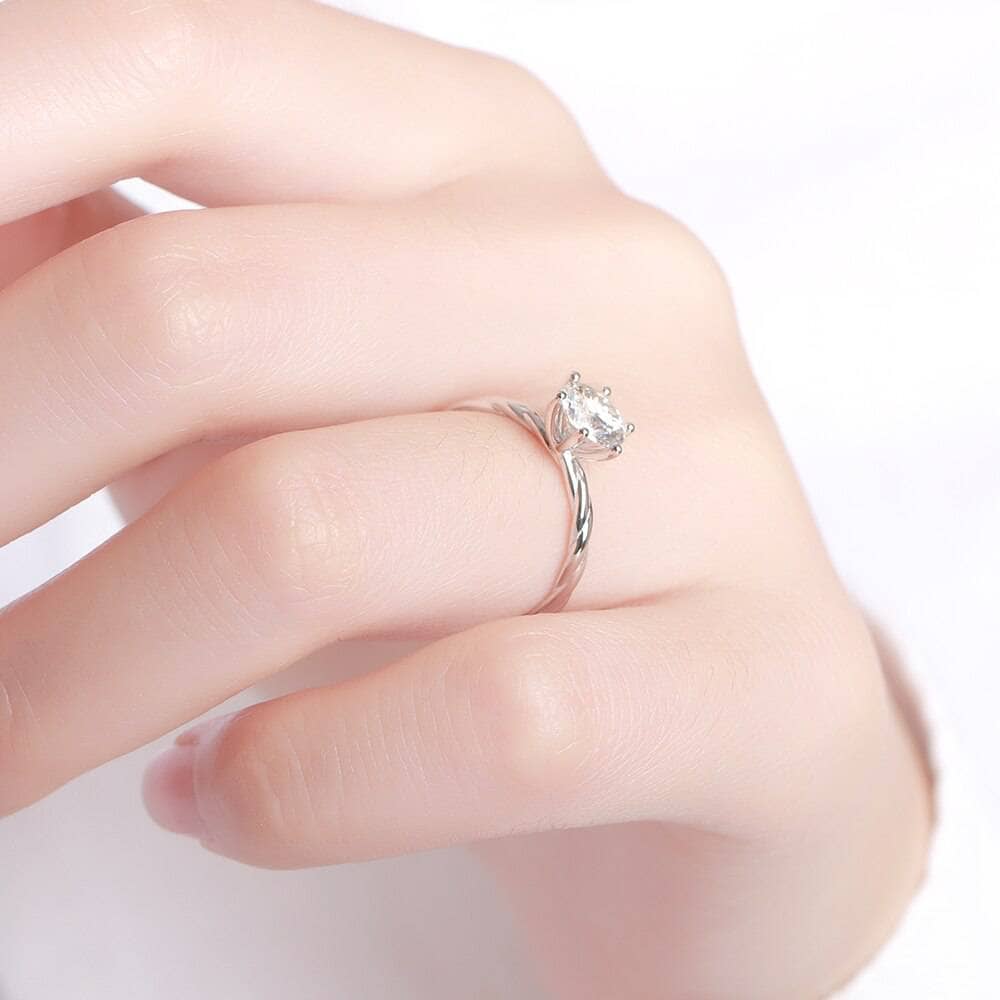 Eve: Simple & Classic Solitaire Ring, Tapered Band | Ken & Dana Design