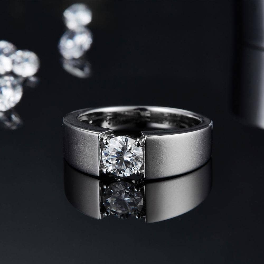 6.5mm Round Moissanite Diamond Antique Men's Ring-Black Diamonds New York