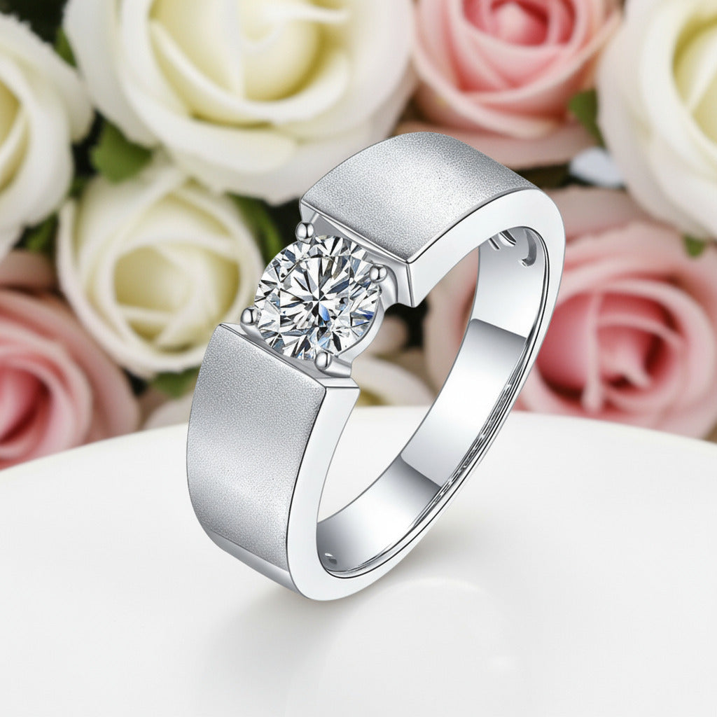 6.5mm Round Diamond Antique Men's Ring-Black Diamonds New York