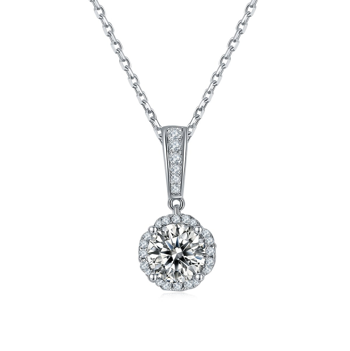 6.5mm Round Moissanite Diamond Stone Necklace - Black Diamonds New York