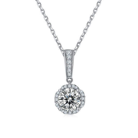 6.5mm Round Moissanite Diamond Stone Necklace-Black Diamonds New York