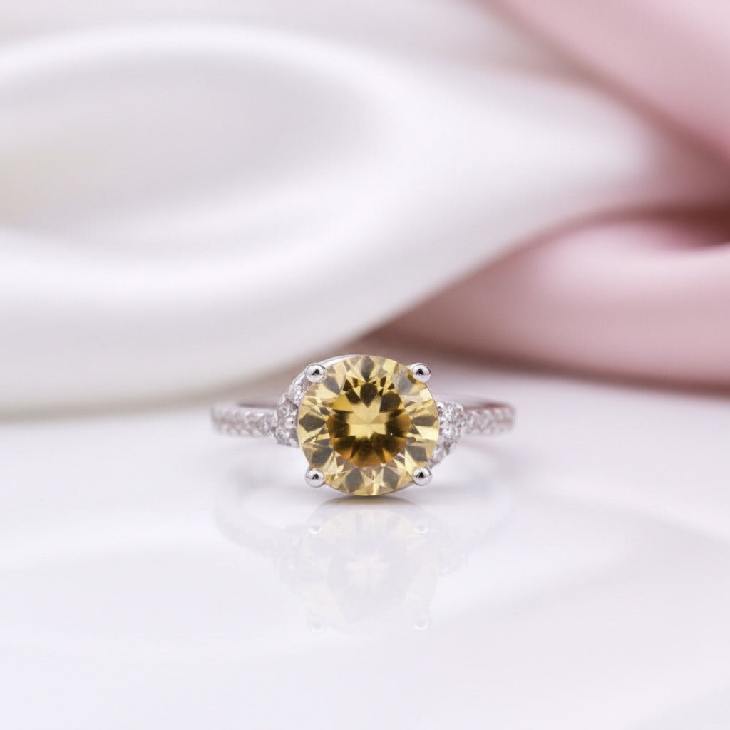 6.68Ct Citrine Gemstone Jewelry Set-Black Diamonds New York