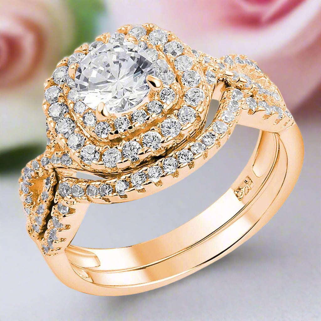 6*6mm Round Cut Diamond Halo Engagement Ring Set-Black Diamonds New York