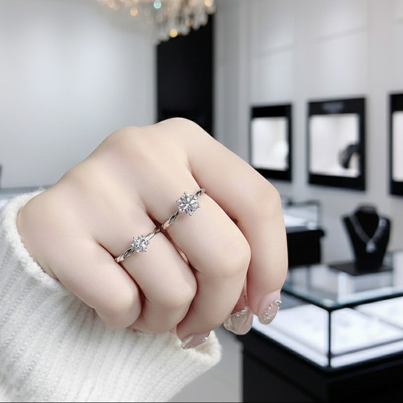 6 Prong Twist Band Diamond Ring-Black Diamonds New York