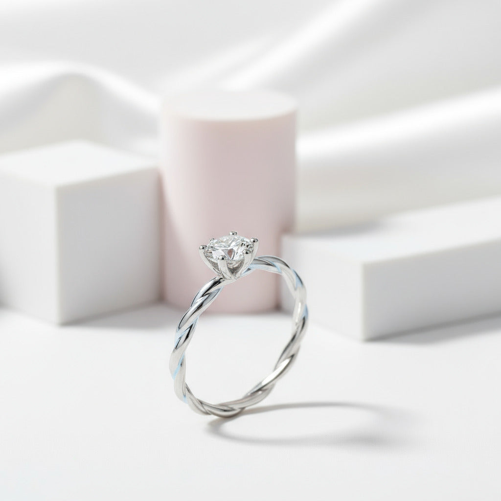 6 Prong Twist Band Diamond Ring-Black Diamonds New York