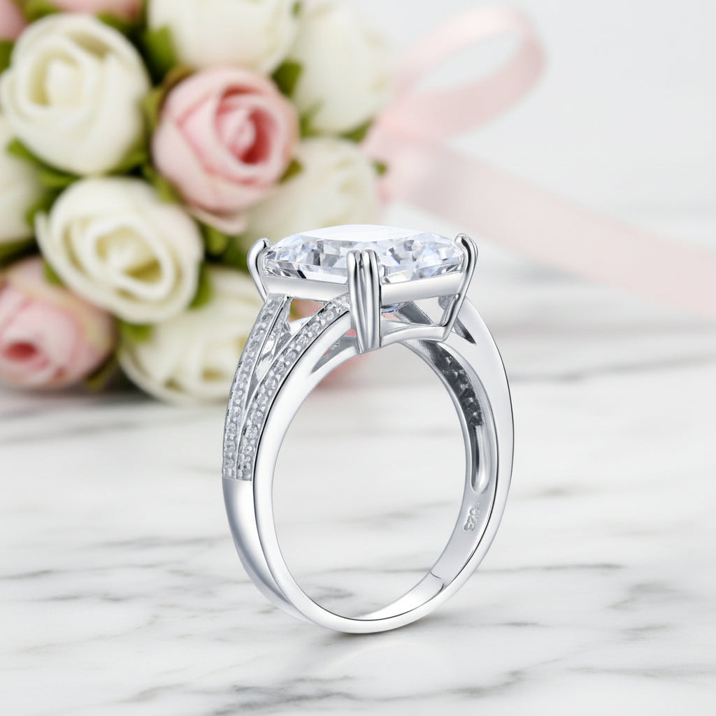 6ct Emerald Cut Luxury Ring-Black Diamonds New York