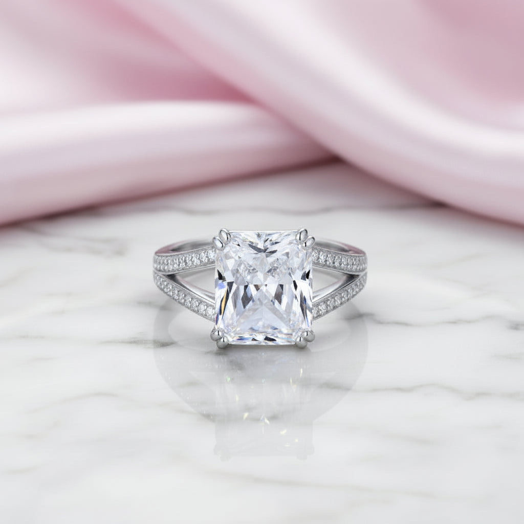 6ct Emerald Cut Luxury Ring-Black Diamonds New York